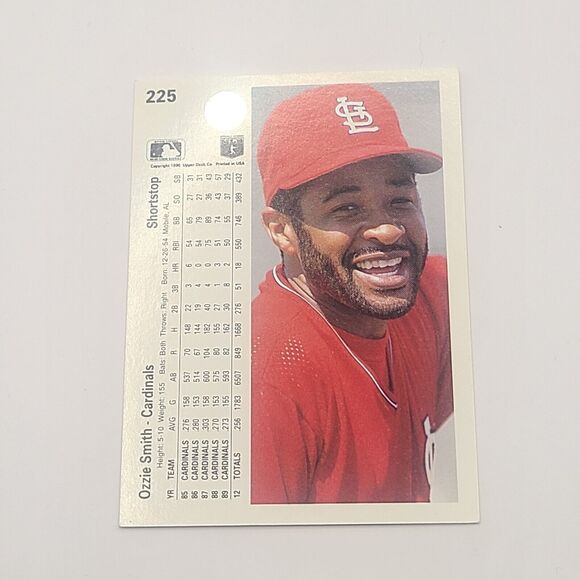 1990 Upper Deck - #225 Ozzie Smith - Picture 2 of 2